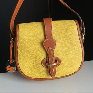 Dooney & Bourke Yellow & British Tan Leather equestrian Crossbody Bag
